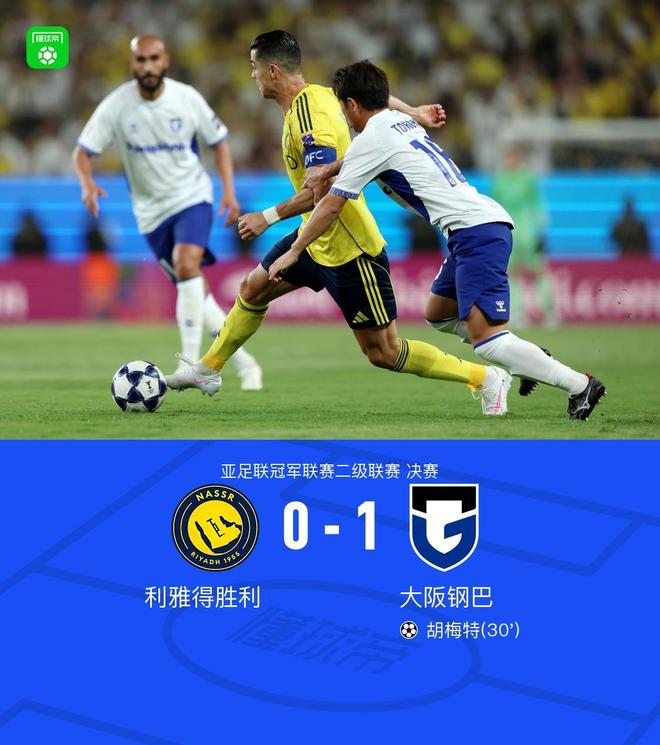 大阪钢巴1-0力克利雅得胜利，胡梅特关键进球助球队首夺亚冠二级联赛冠军，亚洲足球赛事再掀高潮